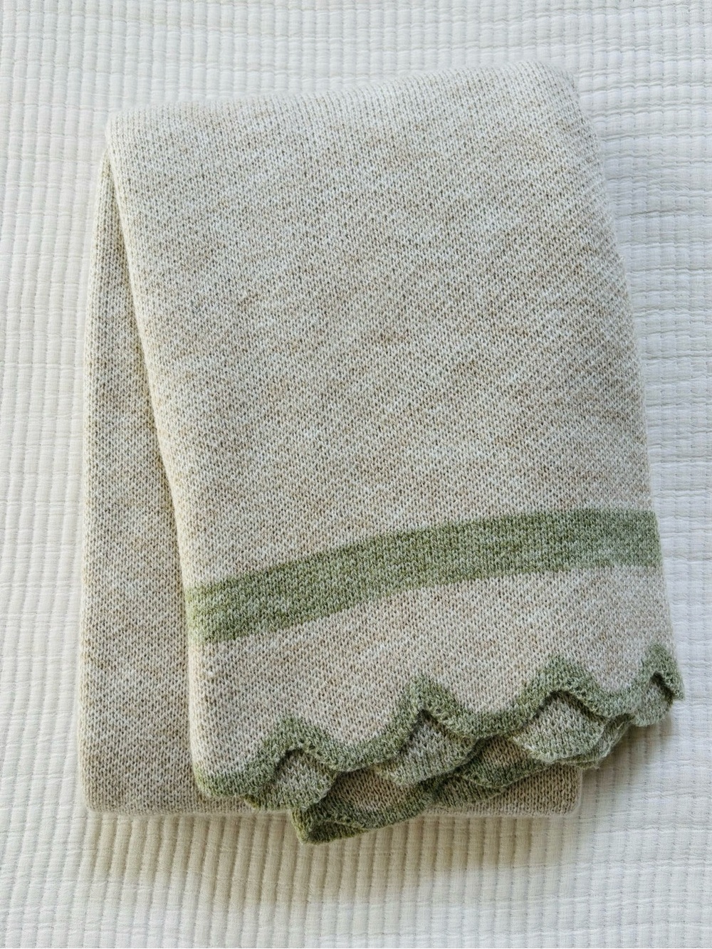 Threshold Designed with Studio McGee Scalloped Edge Throw Blanket Cream/Green